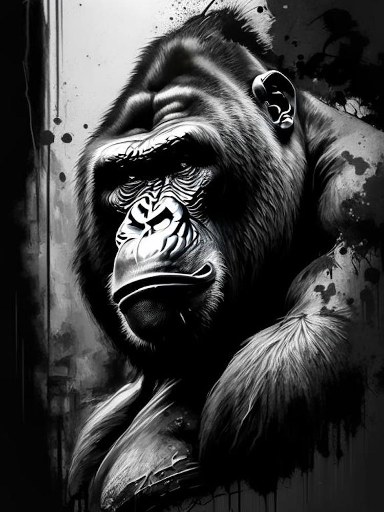 Gorilla Beating Chest Gorillas Graffiti Style 2