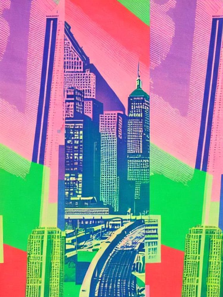 Port Of New York And New Jersey United States Retro Risograph Print 1 harbour