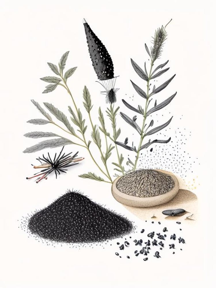 Black Sesame Spices And Herbs Pencil Illustration 4