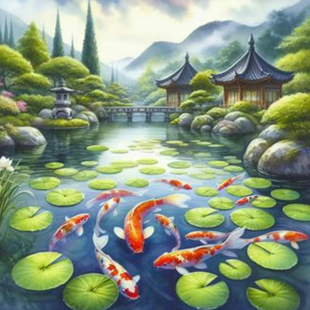 Coloured fishes in a pond