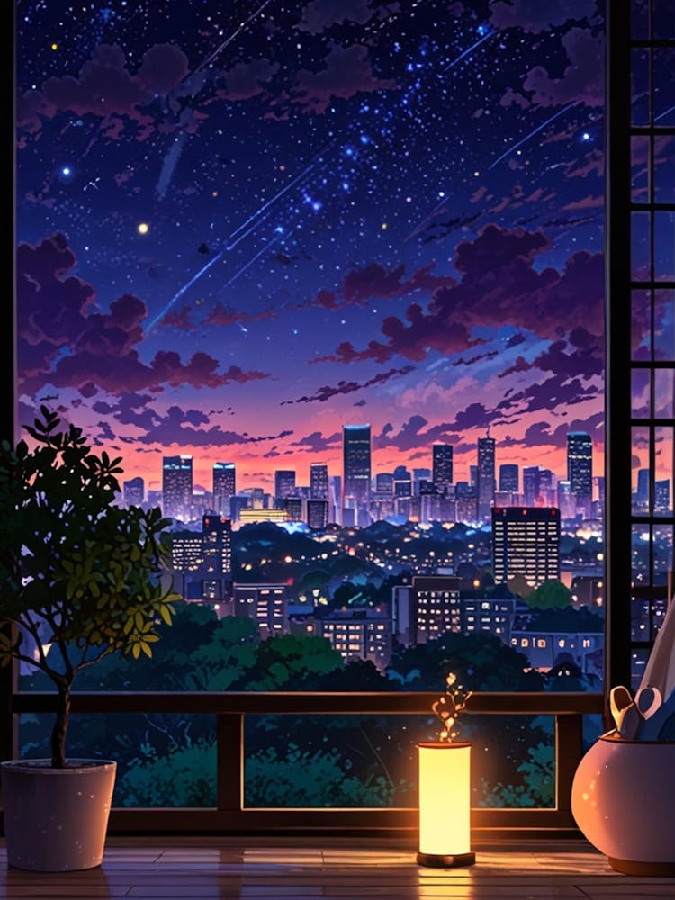 Anime City Night Sky