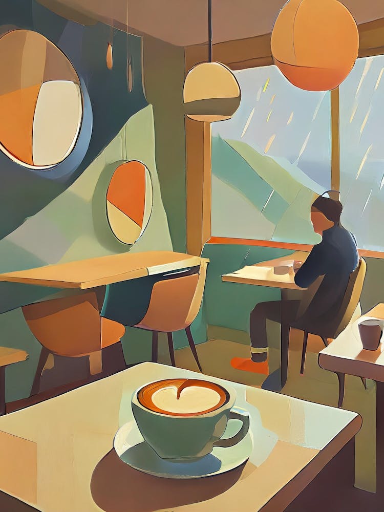Illustration Of A Cozy Café Interior