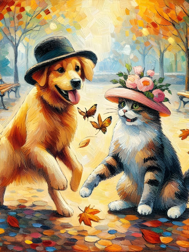 Cat And Dog Painting