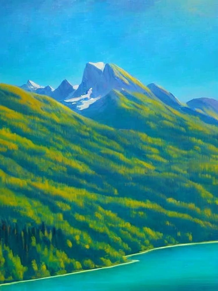 Triglav National Park Slovenia Blue Oil Painting 1 