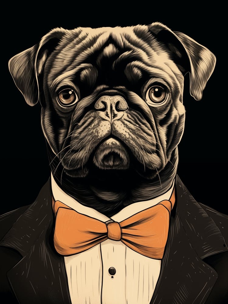Pug Dog In Tuxedo
