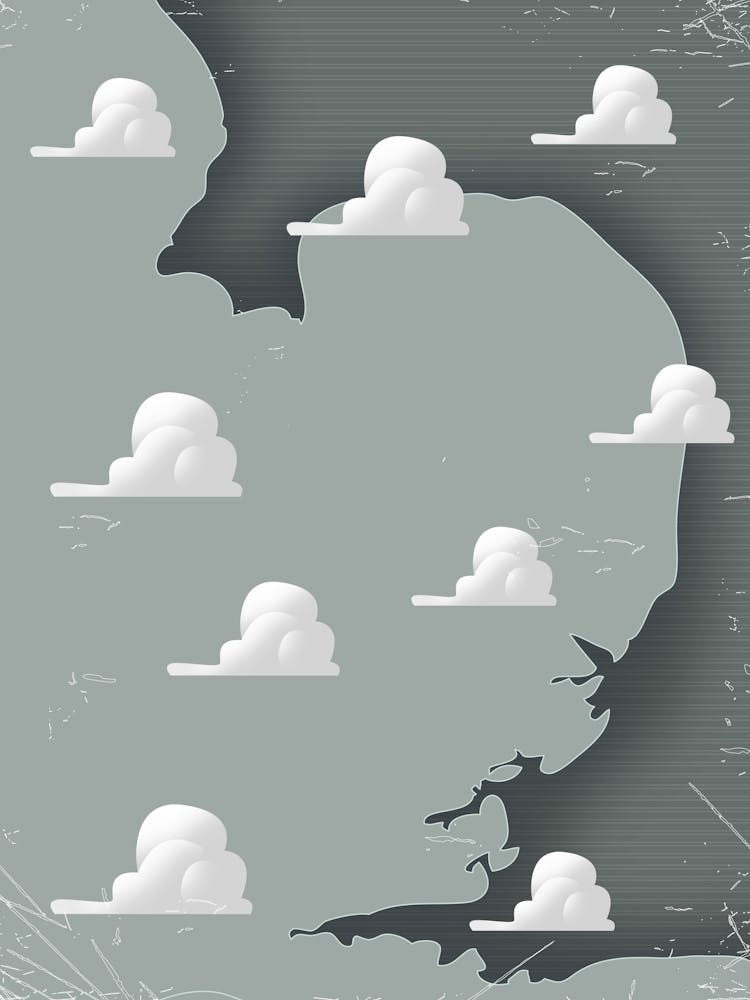 East Anglia United Kingdom vintage style weather map