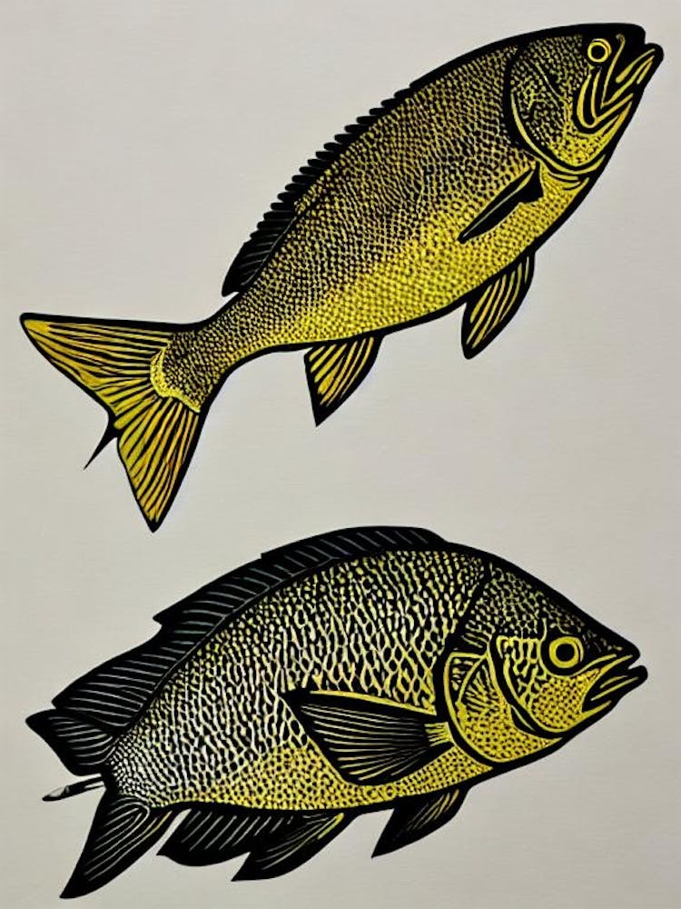 Yellowtail Snapper Linocut