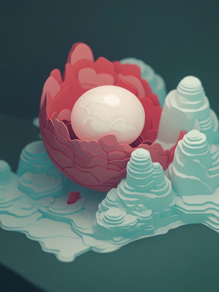 Egg On A Rock 3d Illustration