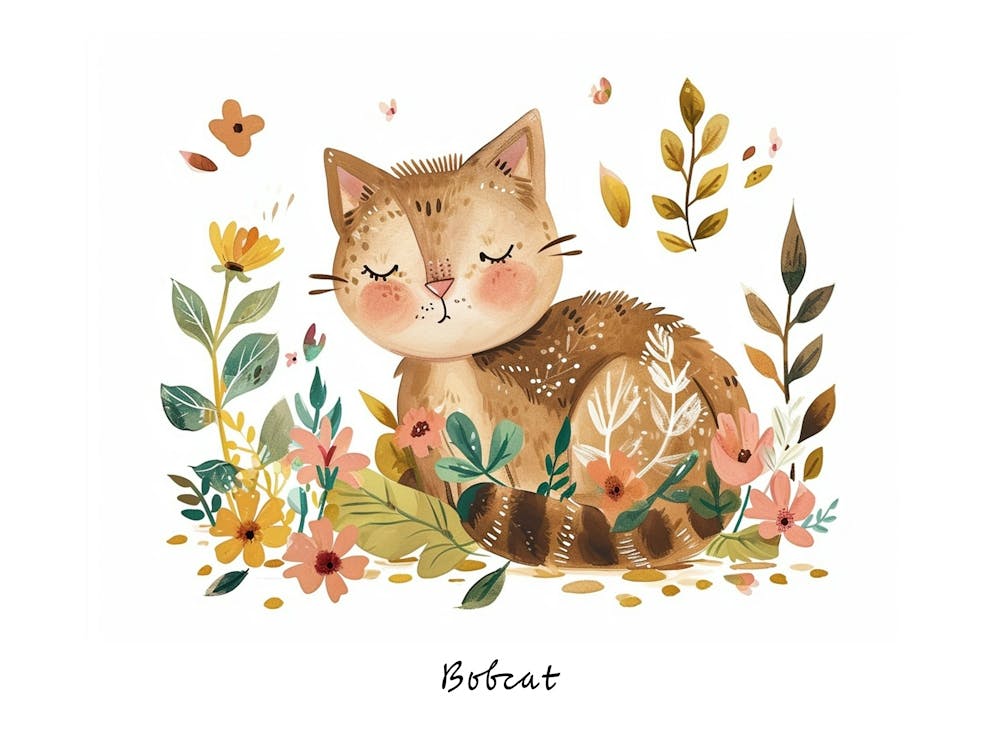 Little Floral Bobcat 2 Poster