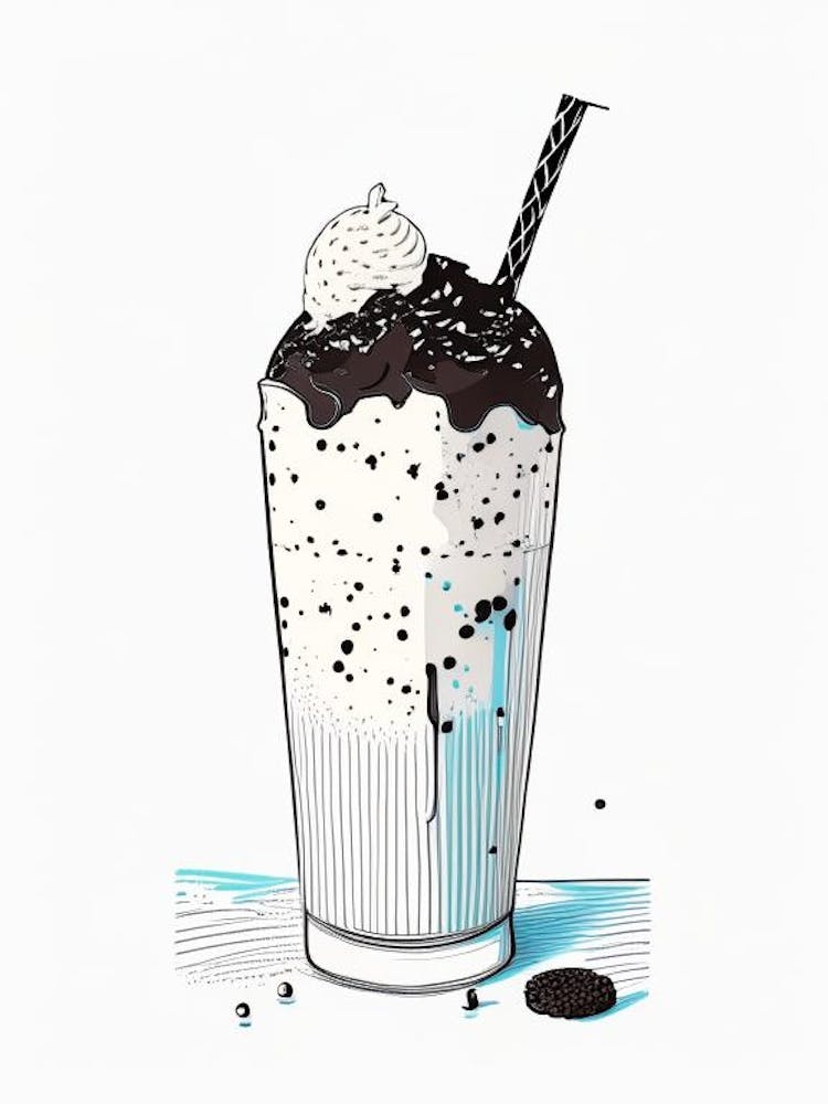 Cookies And Cream Milkshake Milchprodukte Minimalistische Strichzeichnung