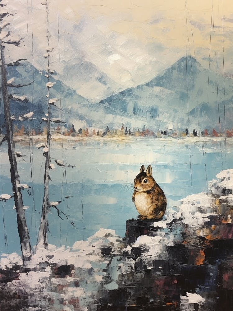 Vintage Winter Animal Painting Chipmunk 3