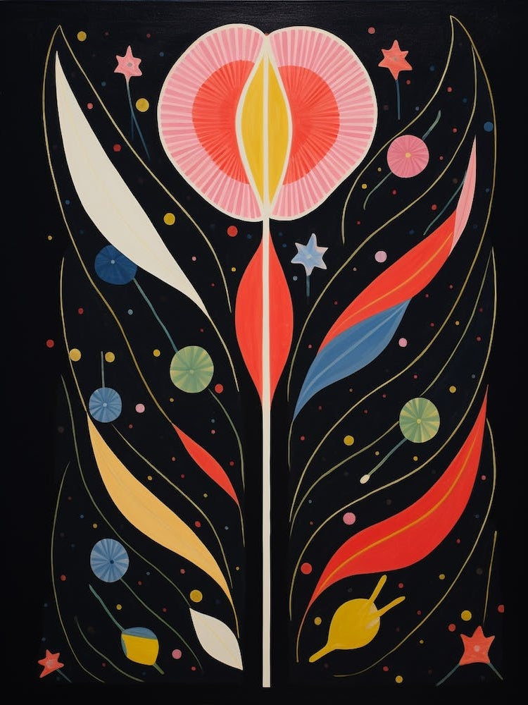 Tulip 4 Hilma Af Klint Inspired Flower Illustration