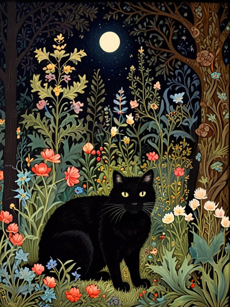 William Morris Black Cat In The Forest 10