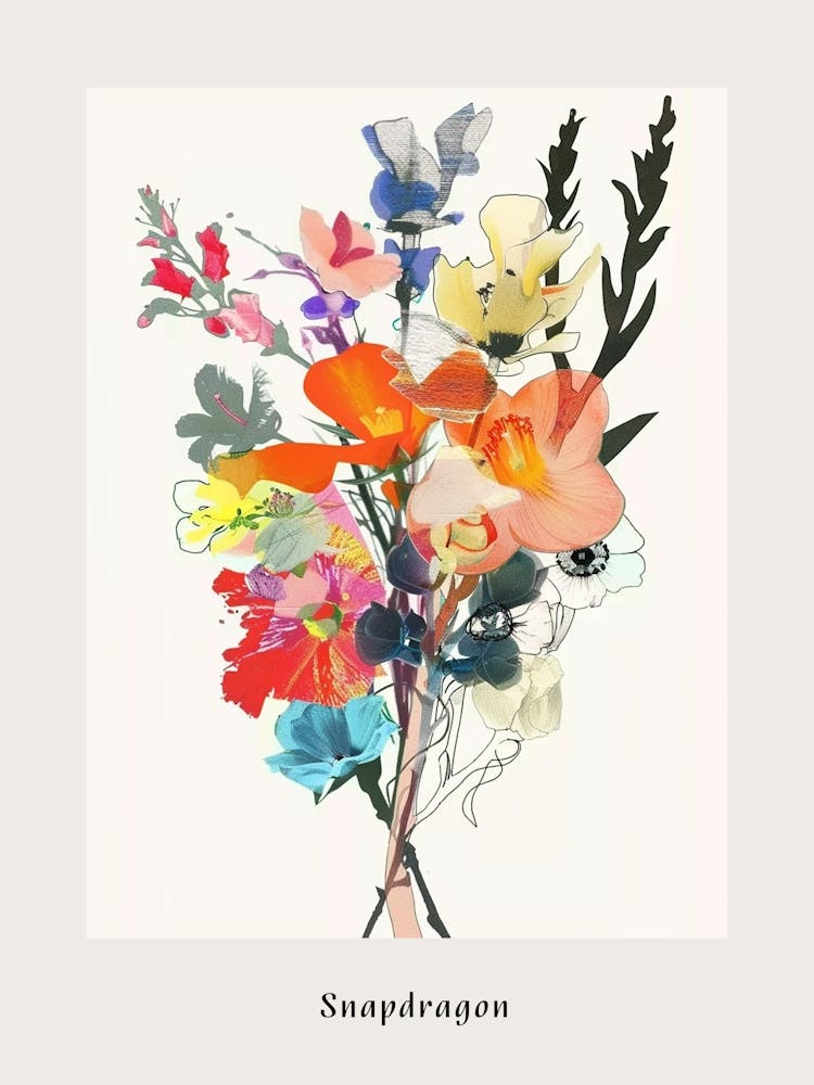 Snapdragon 1 Collage Flower Bouquet Poster