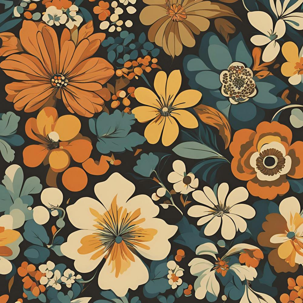 70s Retro Floral Print