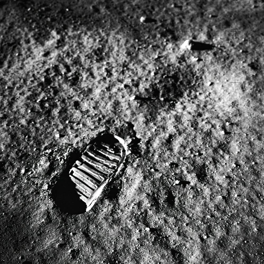 A Close Up View Of An Astronaut’s Footprint In The Lunar Soil, Photographed By A 70 Mm Lunar Surface Camera During The Apollo 11 Lunar Surface Extravehicular Activity