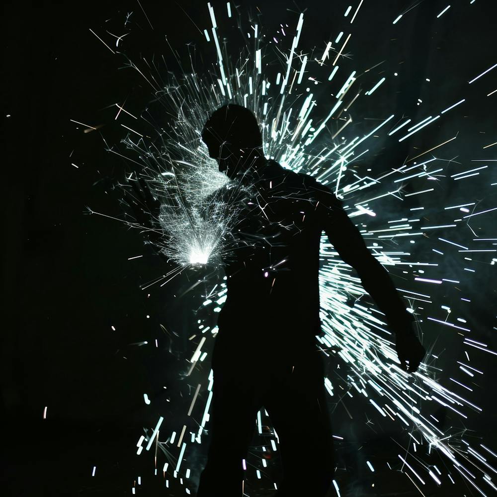 Silhouette Of A Man With A Spark