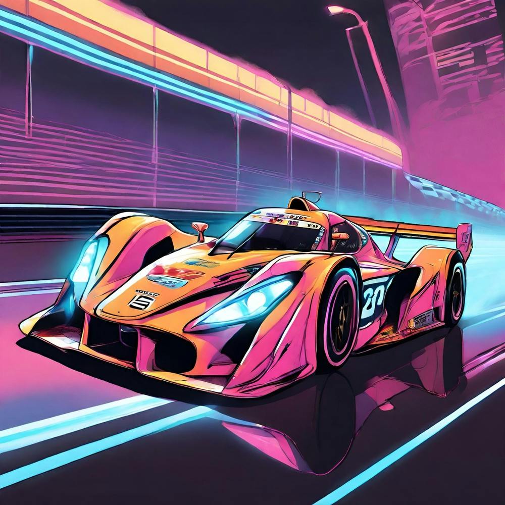 A Racing Car With Neon Lights