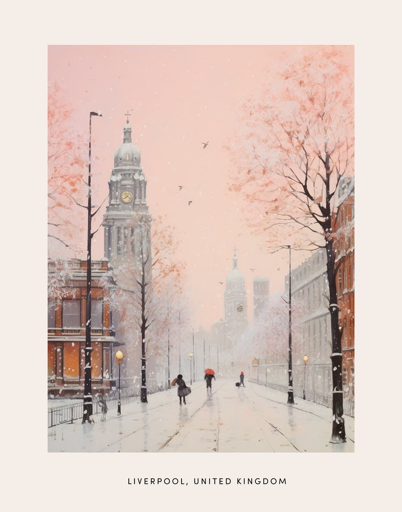 Affiche de Peinture Hivernale Rêveuse Liverpool Royaume-Uni