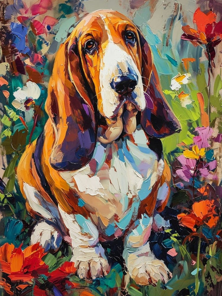 Basset Hound Acrylic Painting 6