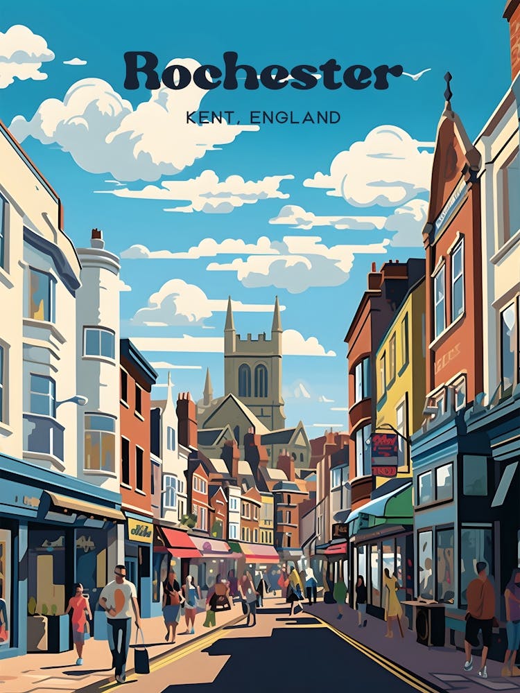 Rochester Kent England Summer Modern Travel Art