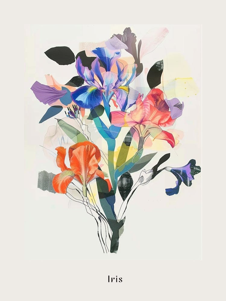 Iris 1 Collage Flower Bouquet Poster
