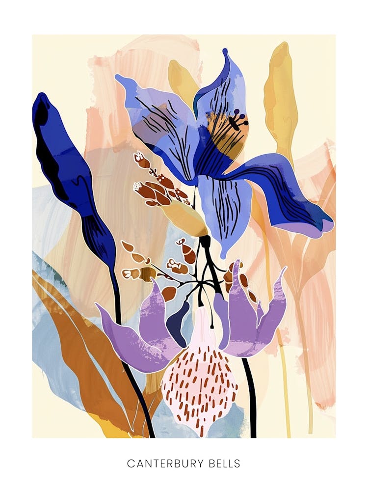 Colourful Flower Illustration Poster Canterbury Bells 2