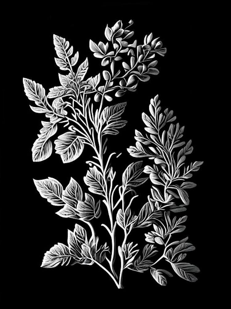 Thyme Leaf Linocut 3