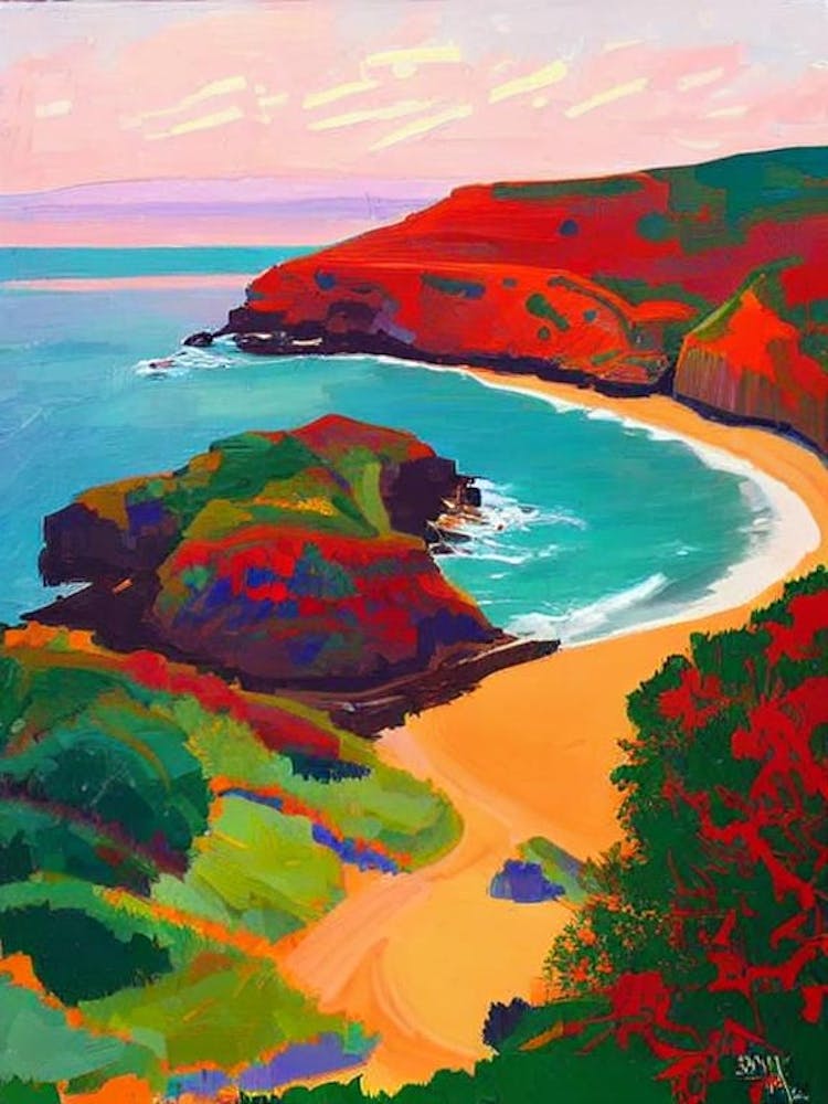 Barafundle Bay Beach, Pembrokeshire, Wales Hockney Style