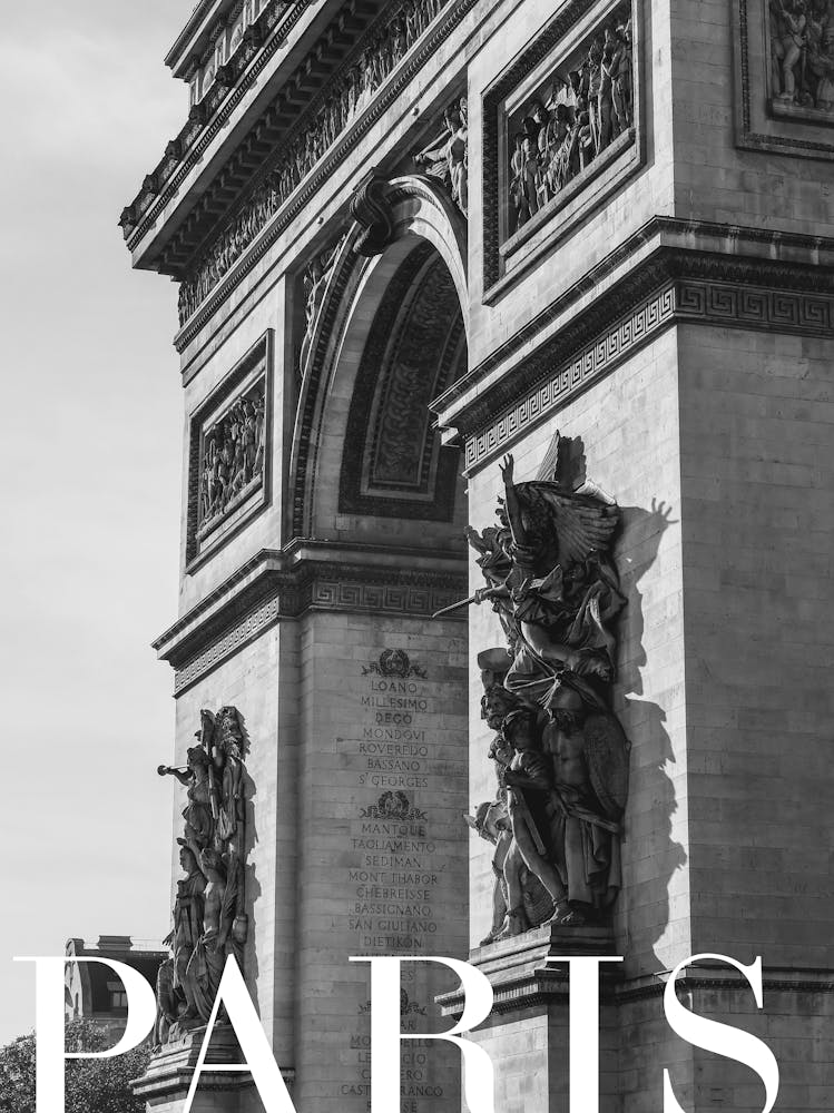 Paris Travel Poster Black and White - Arc de Triomf_2365339