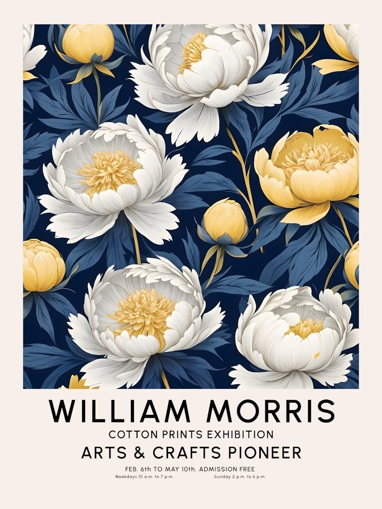 William Morris Style Art Exhibition Peonies Flower 2