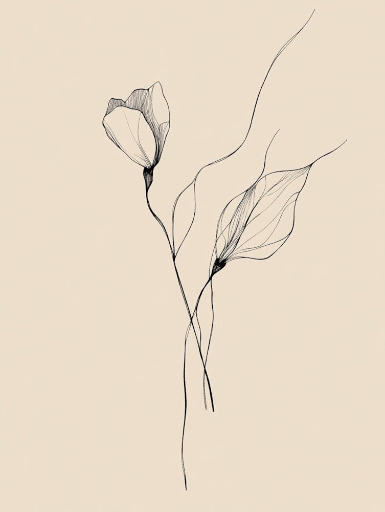 Two Flowers On A Beige Background