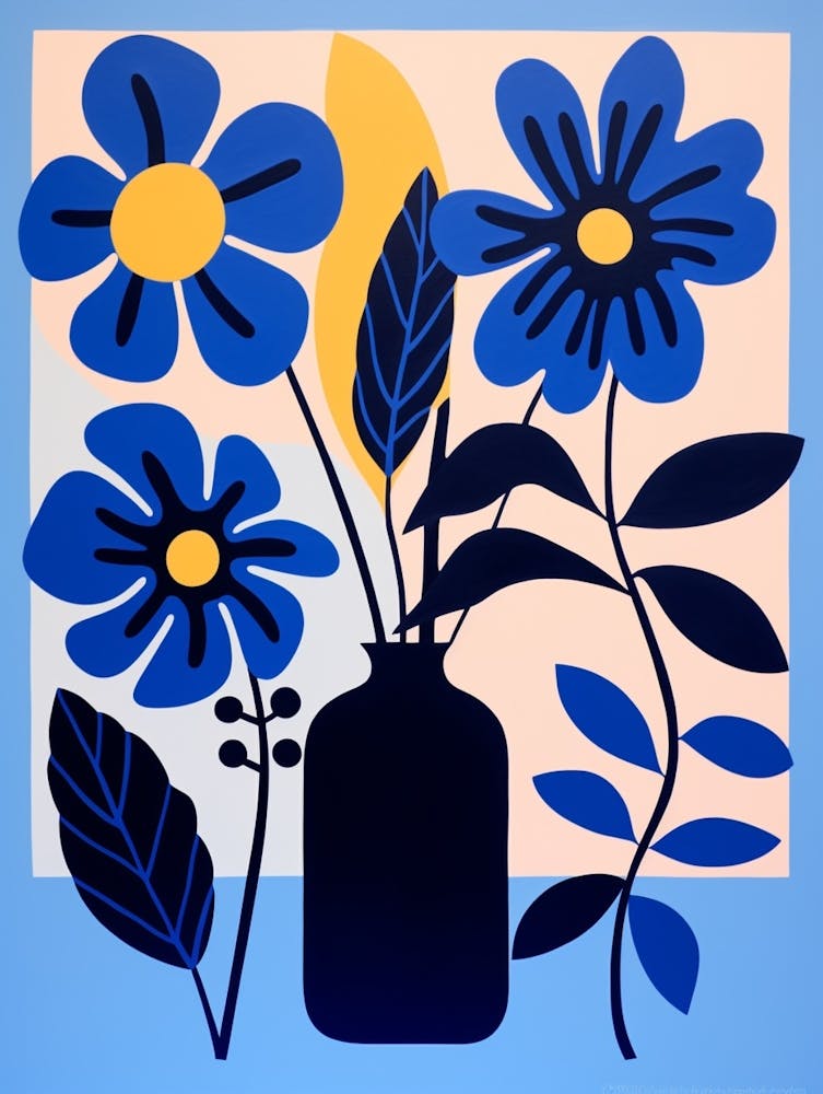 Blue Flower Illustration Black Eyed Susan 2