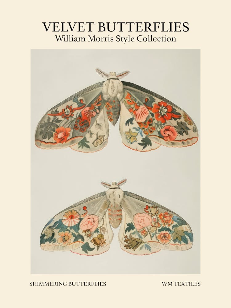 Samtschmetterlinge Kollektion Schillernde Schmetterlinge William Morris Stil 10