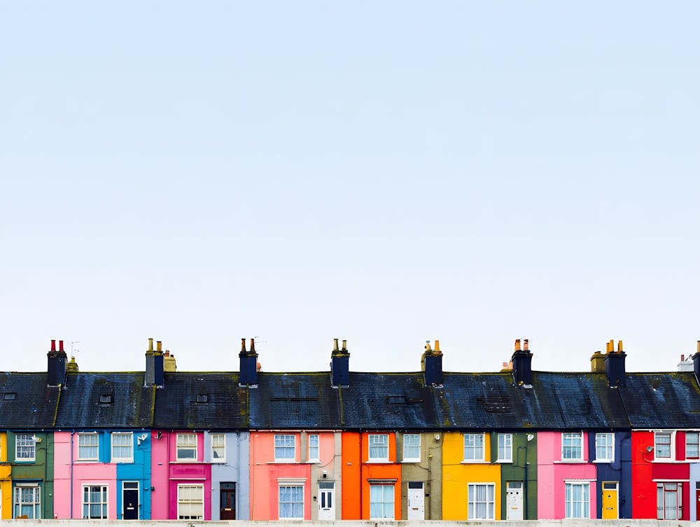 Colorful Terraced Houses Photo Print - Vibrant Urban Scene