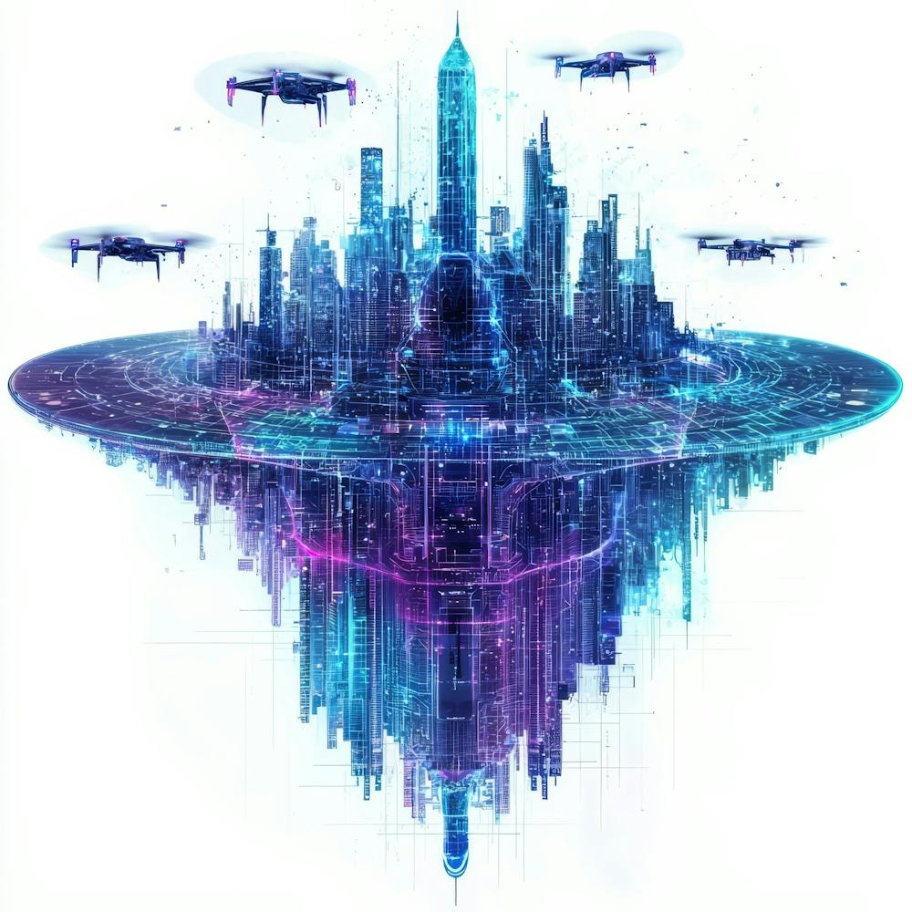 Futuristic Cityscape.Generated AI. Wall