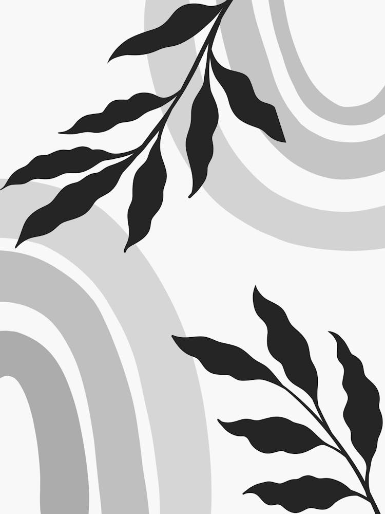 Abstract Black And White Leaves 2