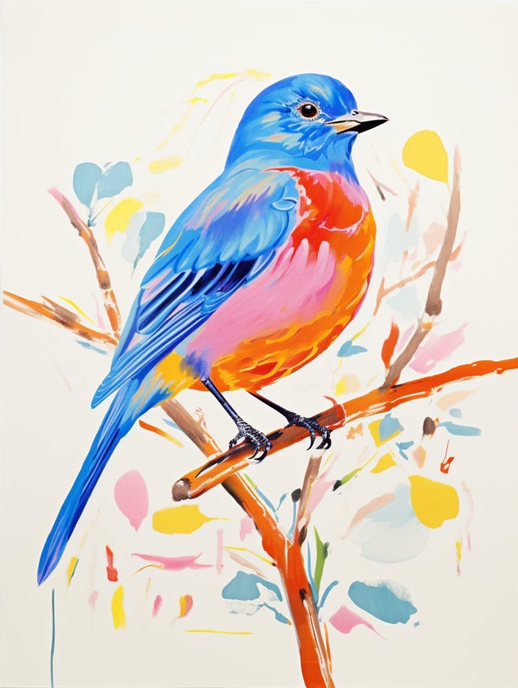 Colourful Bird Painting Eastern Bluebird 1