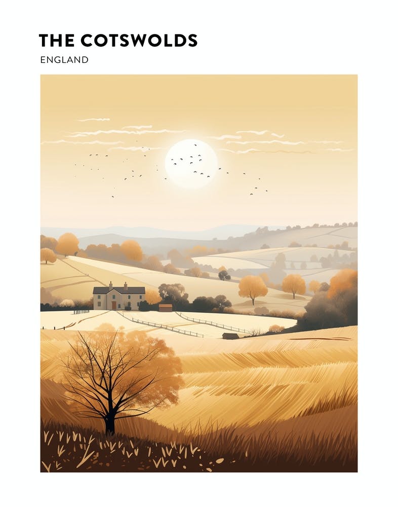 The Cotswolds England 1 Hiking Trail Landscape Poster