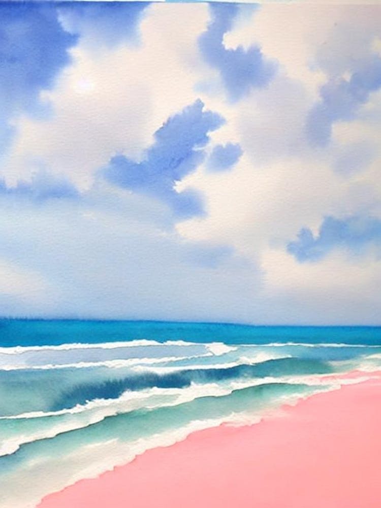 Anse Chastanet Beach, St Lucia Pink Watercolour