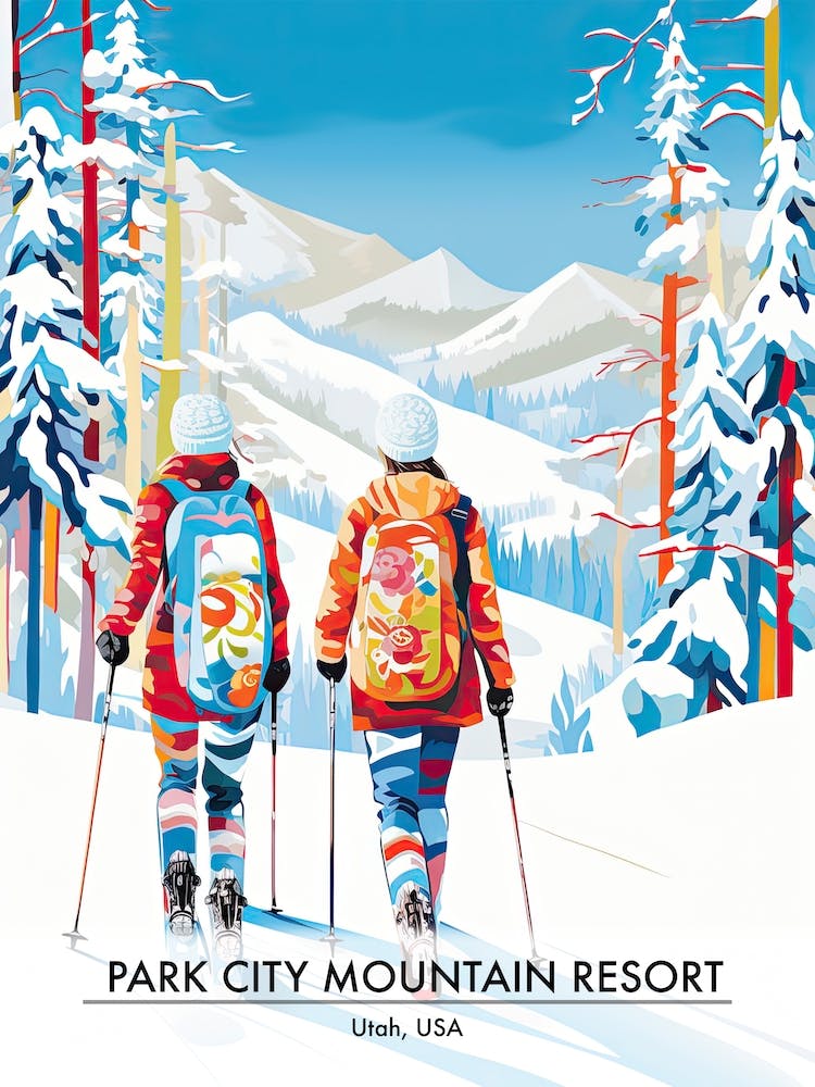 Park City Mountain Resort   Utah Usa, Ski Resort Poster Illustration 3