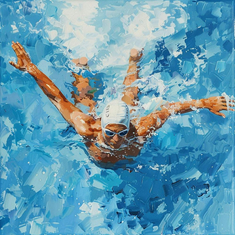 A Swimmer In A Pool Oil Painting Illustration 1718672375 3