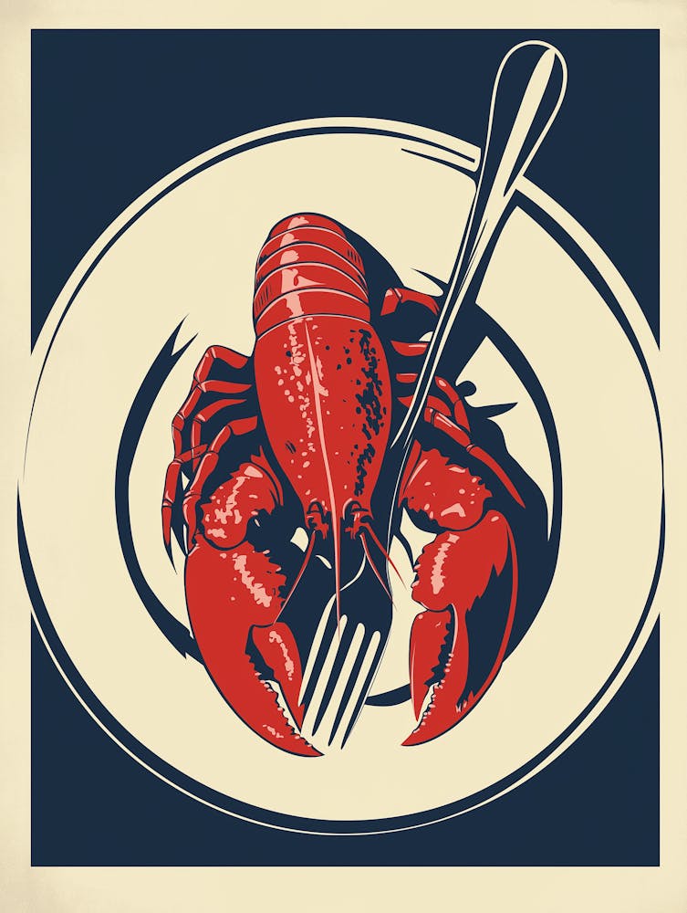 Lobster On A Plate With A Fork