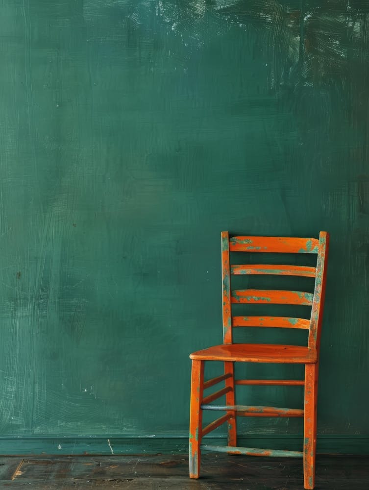 Chair In Front Of A Chalkboard