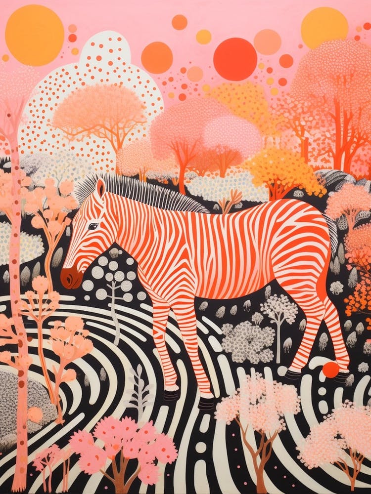 Zebra Abstract Pattern Orange & Pink