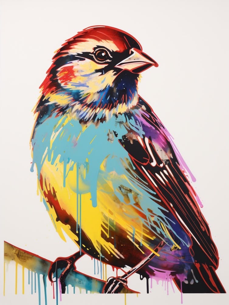 Andy Warhol Style Bird Sparrow 2