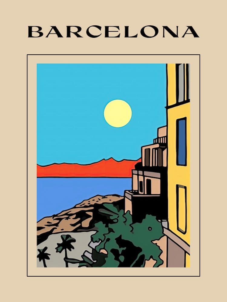 Minimal Design Style Of Barcelona, Spain 1 Poster