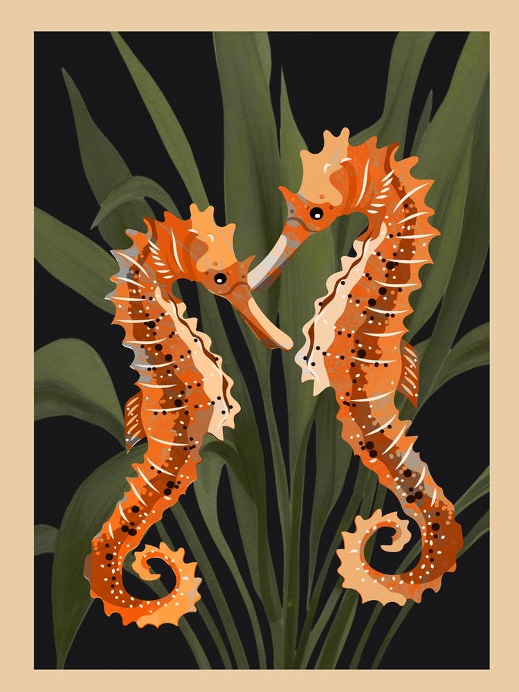 Colorful Seahorses Art 1