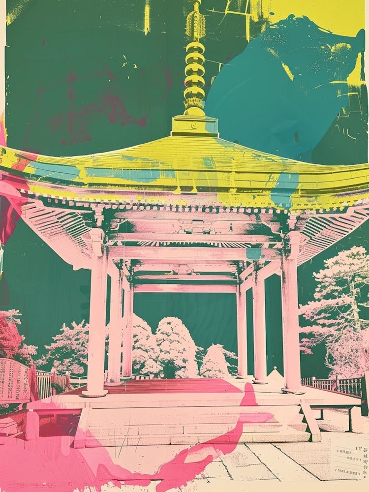 Hakone Japan Retro Duotone Silkscreen 3