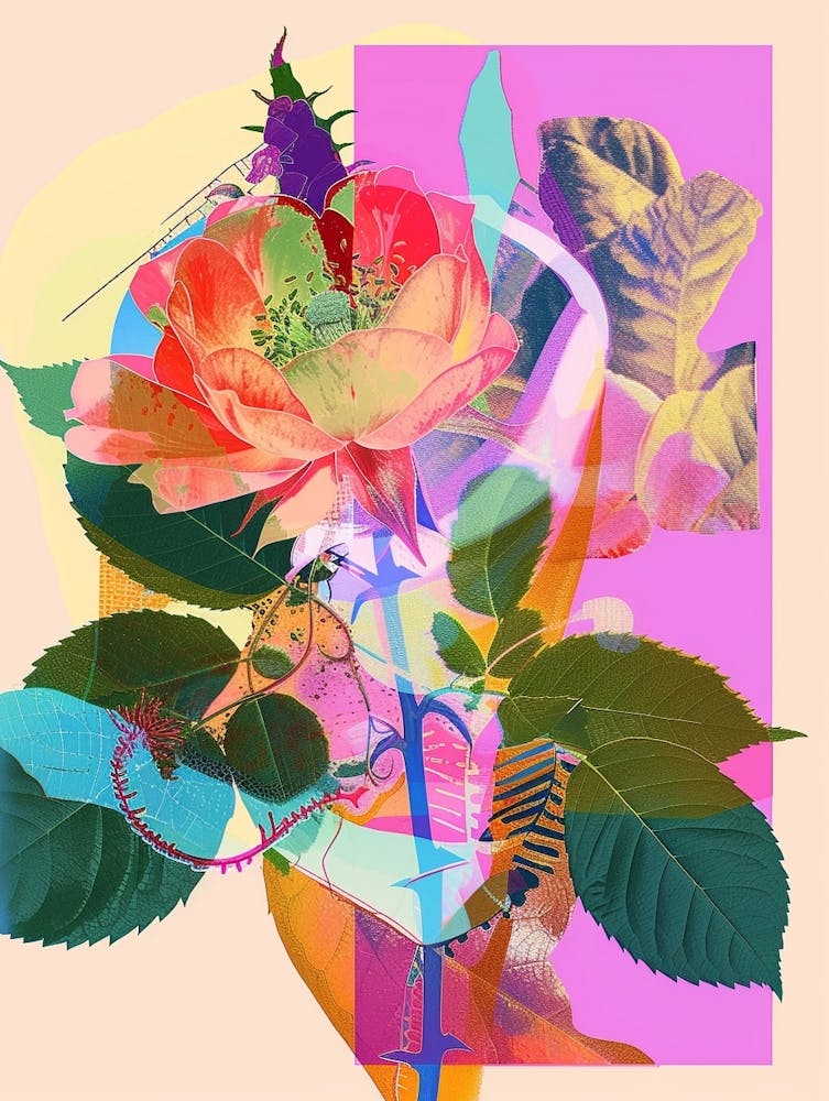 Rose 4 Neon Flower Collage
